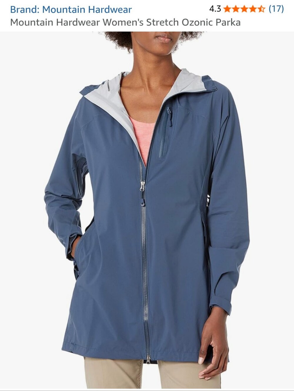 Mountain Hardwear Women's Blue Rain Jacket XS Stretch Ozonic Parka Waterproof